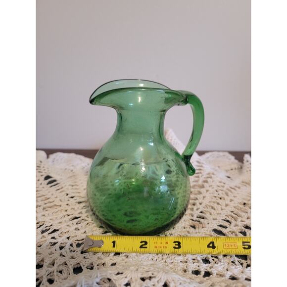 vintage mid-century modern hand blown glass pitcher - Picture 4 of 7